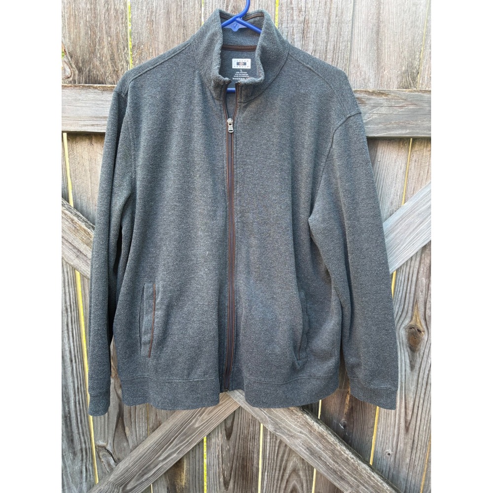 Joseph Abboud Mens Gray Full Zip Mock Neck Sweater Modern Fit FZ4002US L
